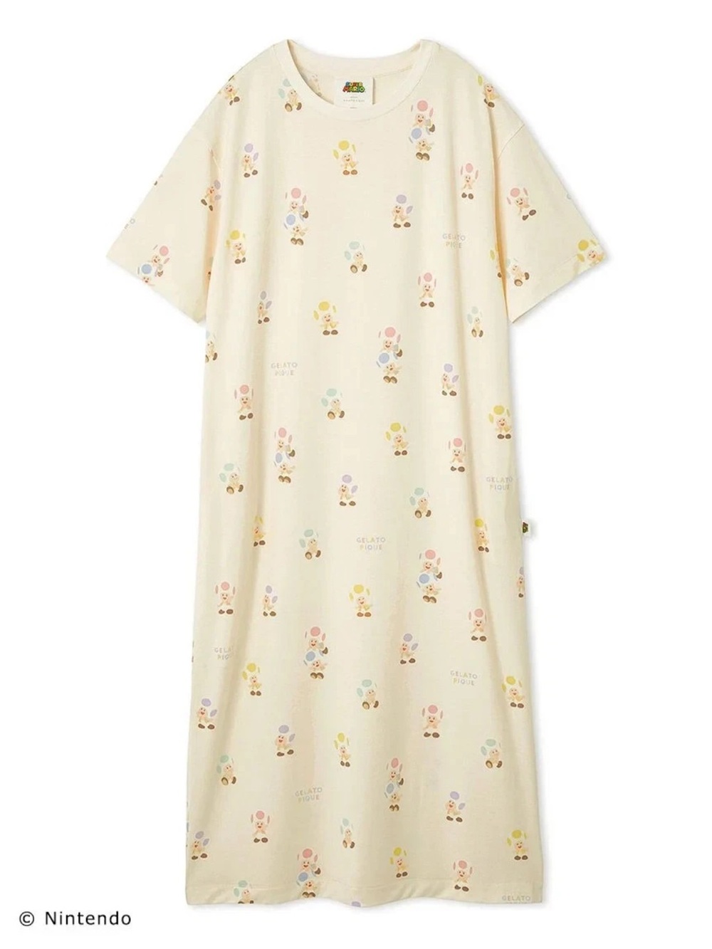 Gelato Pique x Nintendo [SUPER MARIO] [WOMENS] TOAD &YOSHI DRESS, cream NWT